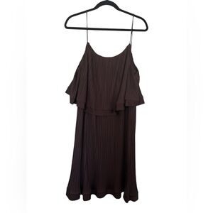 River Island pleated tiered brown dress
